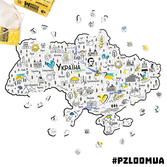 Дерев'яний пазл Карта України